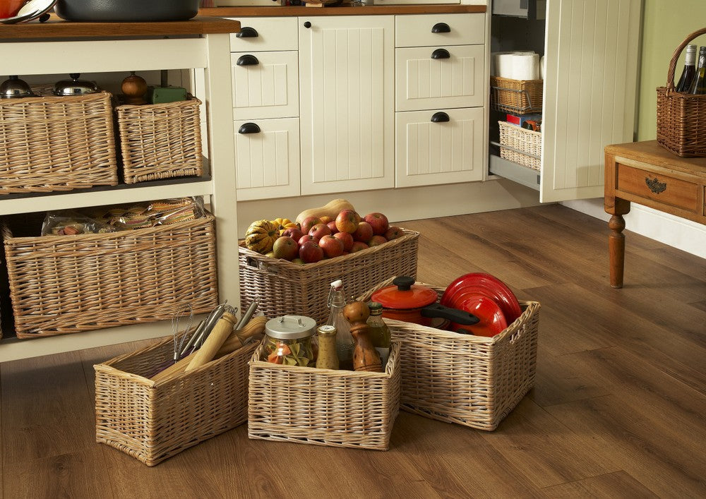 Whitewash Unlined Wicker Storage Basket
